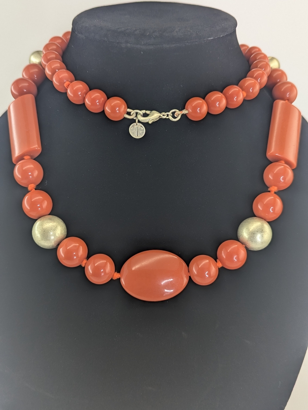 Bold Orange Bead Statement Necklace - Women Jewelry